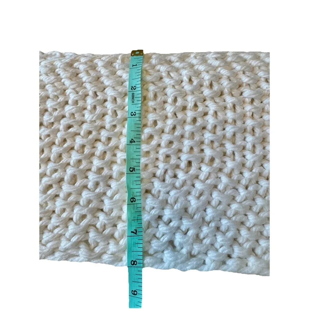 Hand Knit White Chunky Crochet Soft  Infinity Loop Circle Large Scarf 76”